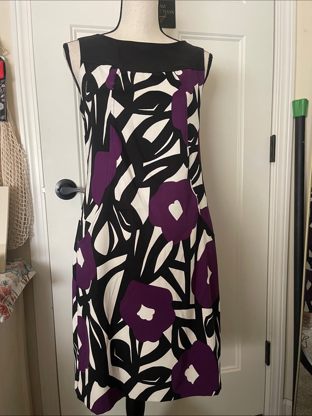 Alyx Black, White & Purple Sleeveless Floral Midi Dress
